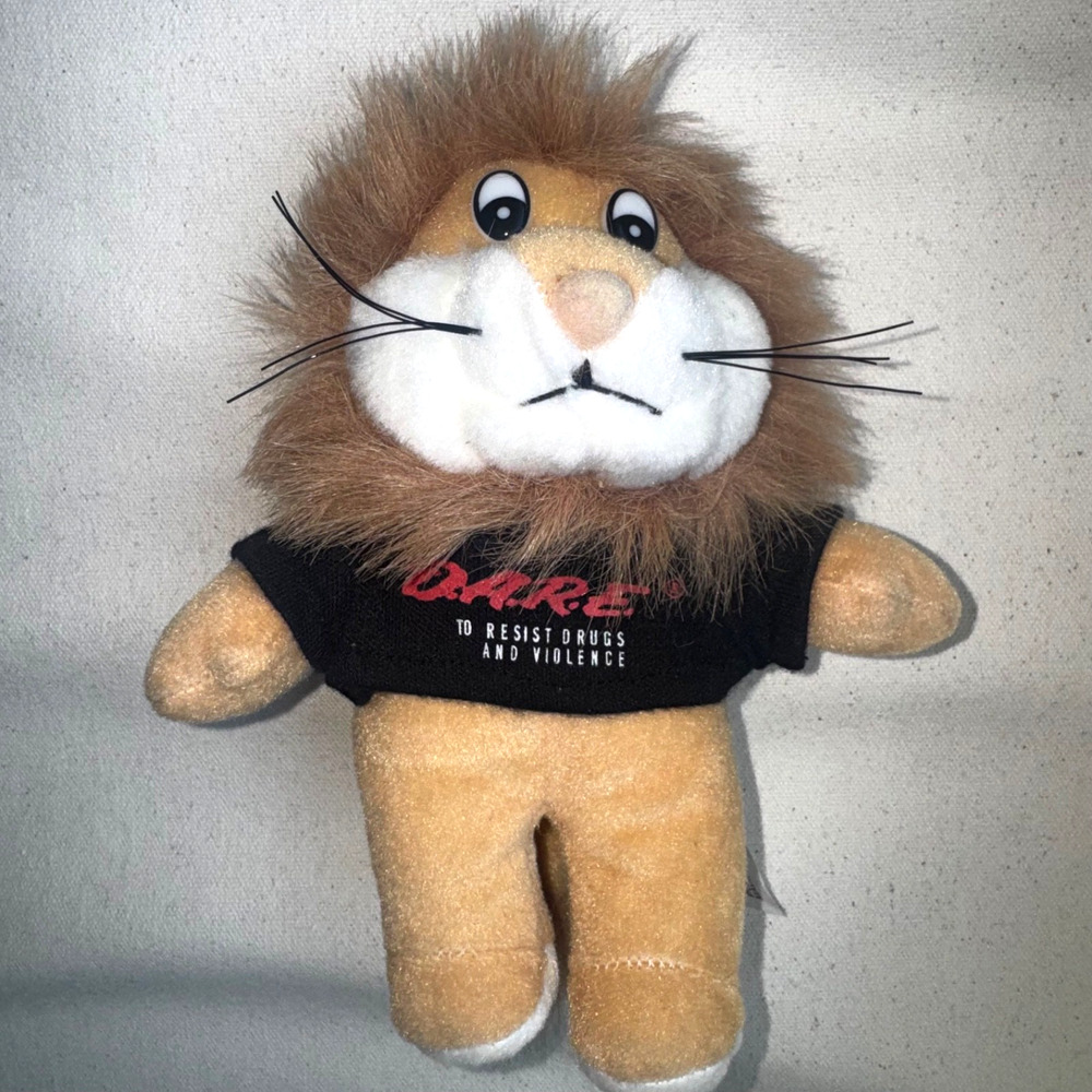 Vintage DARE Daren Anti-Drugs & Violence Plush Lion Small 6" Stuffed Animal Y2K